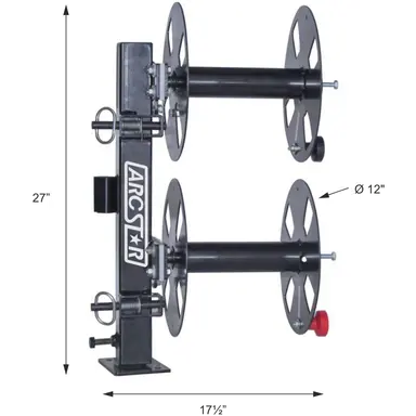 Welding Cable Reels Double 12" with Swivel Base, Arc Star Revolution - ASCRSBD12