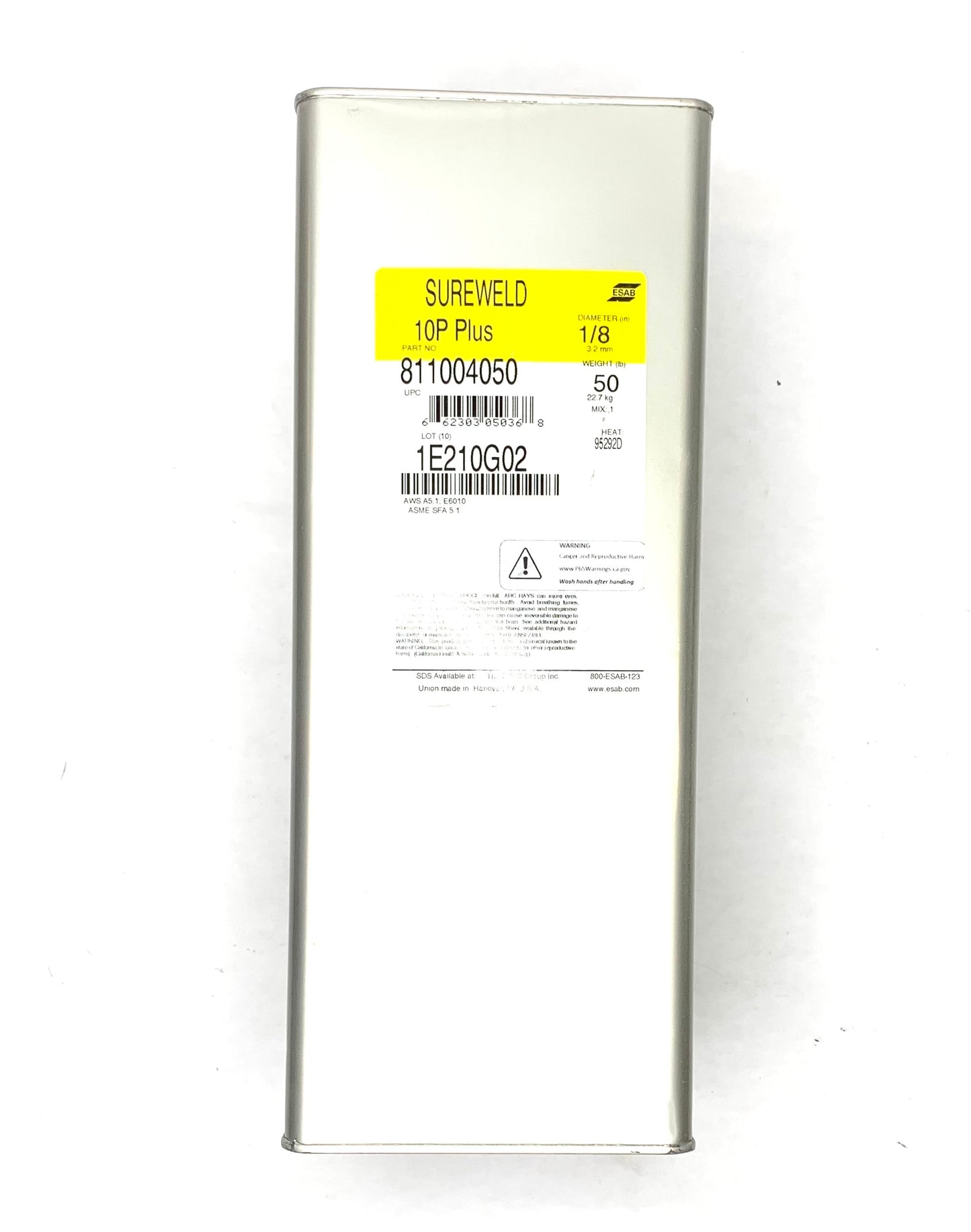 ESAB Sure Weld 10P+ E6010 1/8" Welding Electrode 50 lb Hermetically Sealed Package 811004050