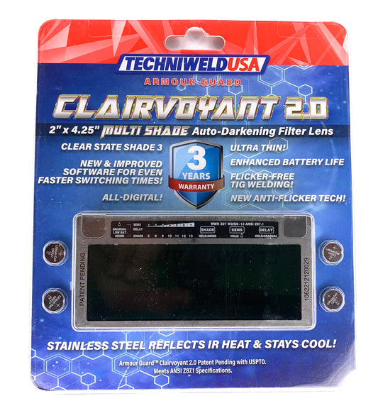 Clairvoyant 2.0 Auto Darkening Filter Lens Variable Shade 2x4